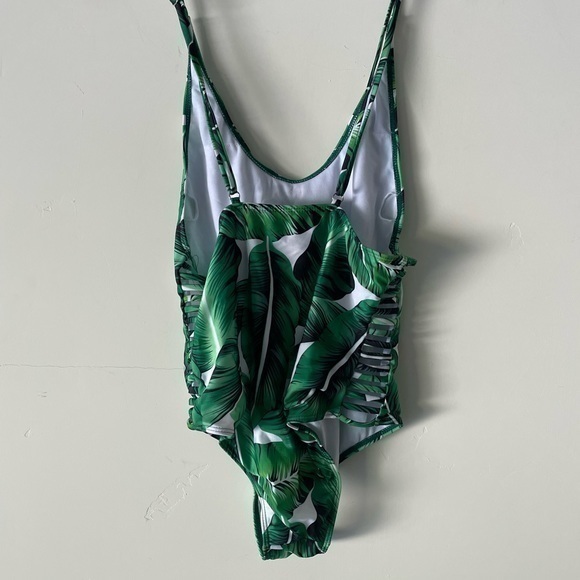 White Palm Print One Piece Swimsuit Size 12 - Picture 2 of 2